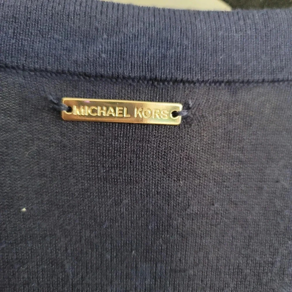 MICHAEL KORS Navy Chiffon Front Cardigan Sz M - Picture 7 of 7